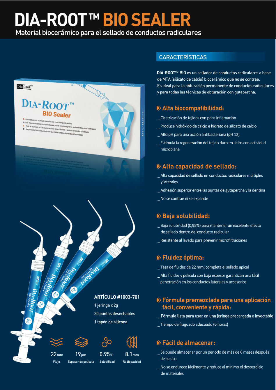 Paquete de 3 jeringas de Dia-Root BIO Sealer Mta Bio Ceramico Promocion
