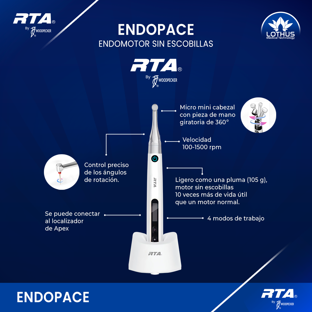 ENDO MOTOR ENDOPACE RTA BY WOODPECKER + AI PEX LOCALIZADOR APICAL 6TA GENERACION CON VITALOMETRO