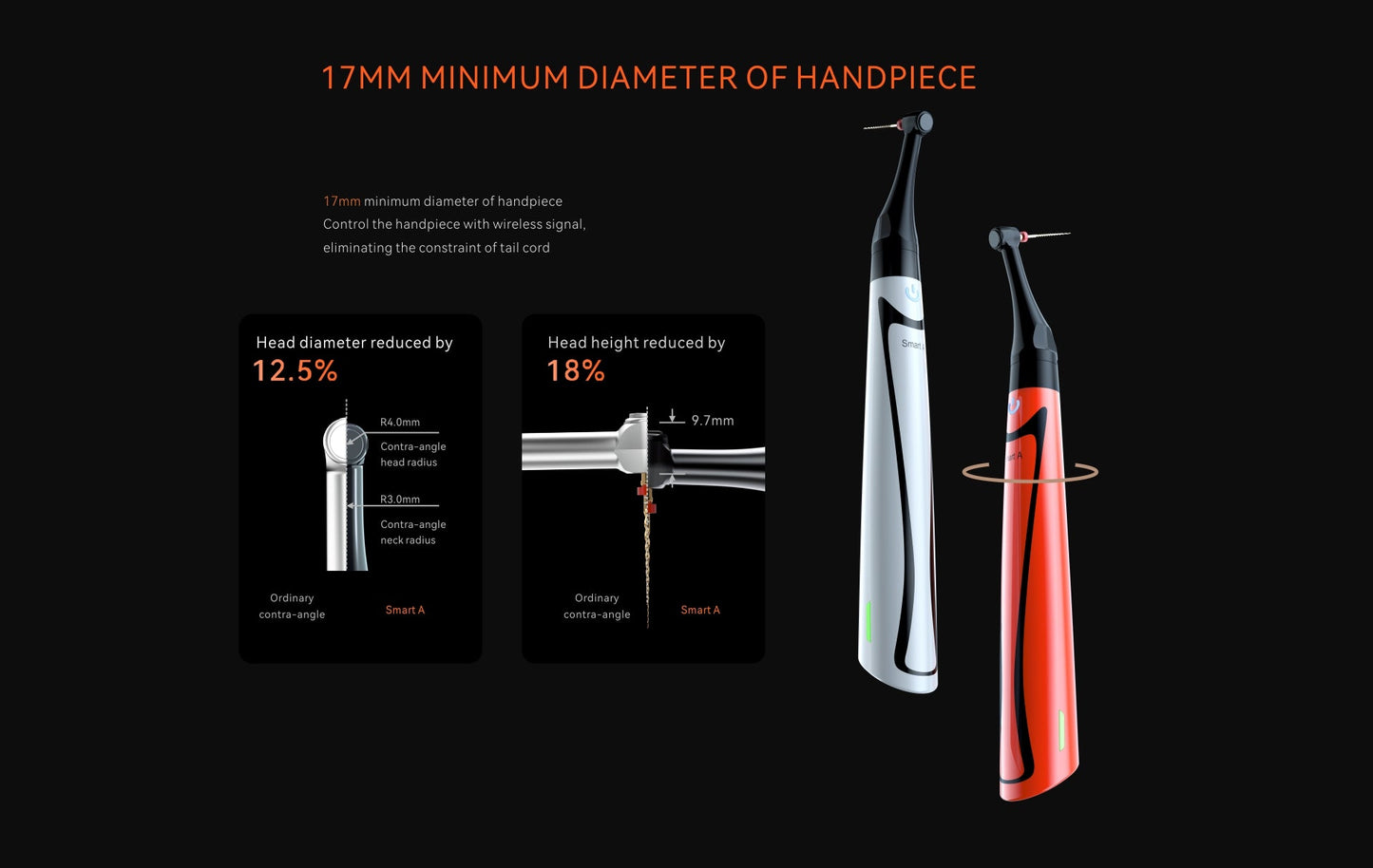 Smart A - Motor de endodoncia RTA Woodpecker - Lava Orange / Naranja