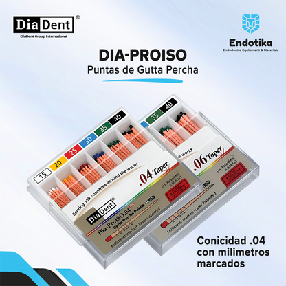 DIA-PROISO PUNTAS DE GUTTA PERCHA CONICIDAD .04 CON MILIMETROS MARCADOS