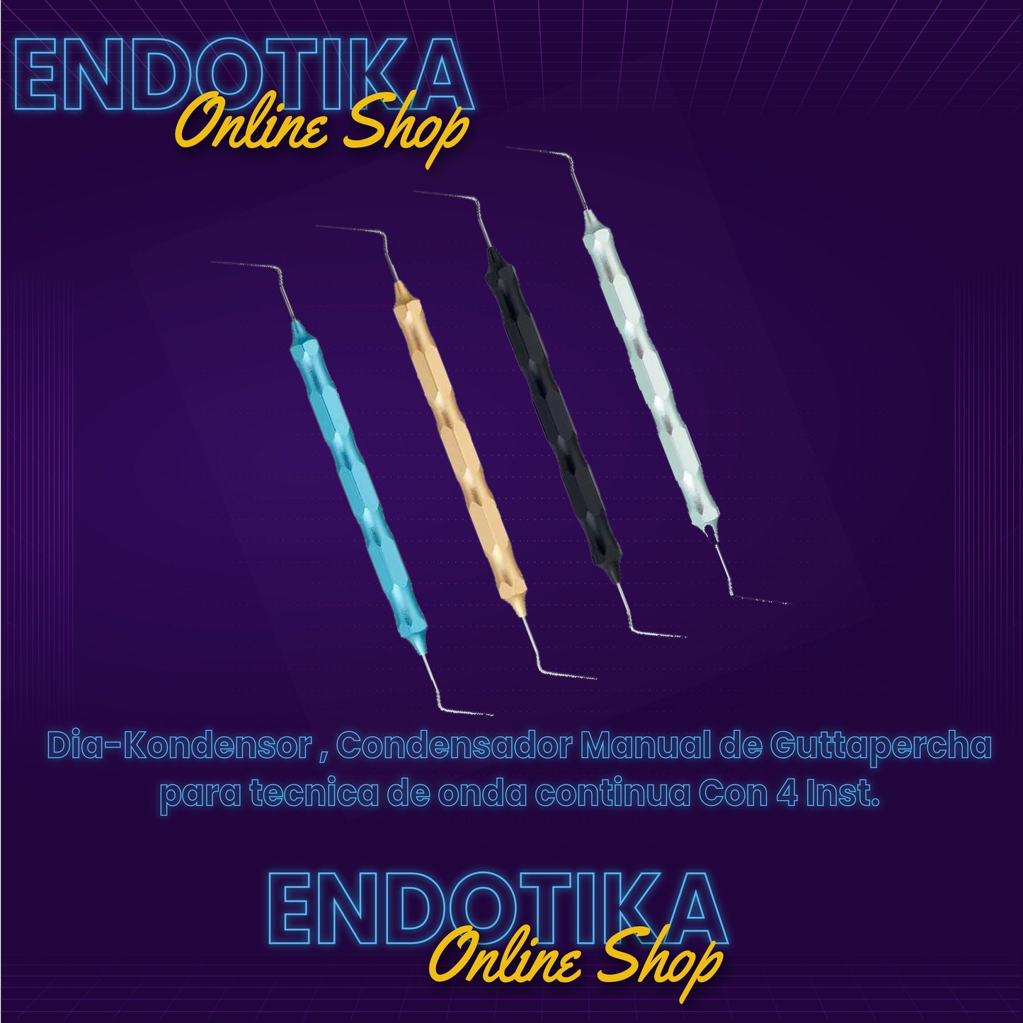Dia-Kondensor , Condensador Manual de Guttapercha para tecnica de onda continua Con 4 Inst.