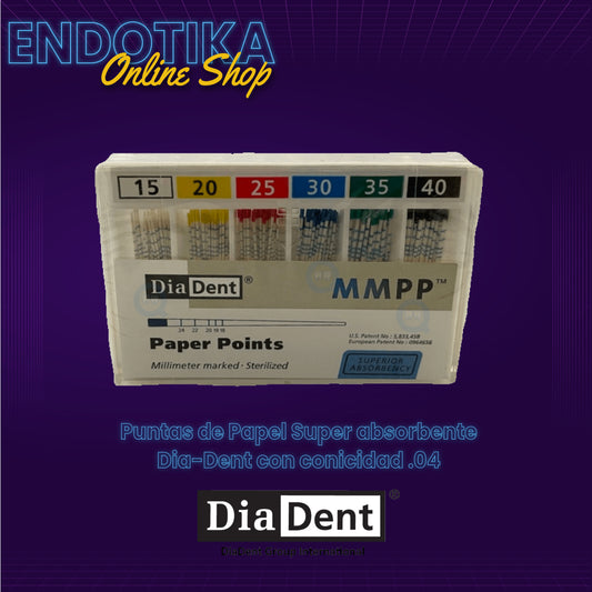 Puntas de Papel Super absorbente  Dia-Dent con conicidad .04