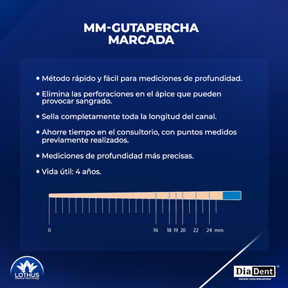 DIA-PROISO PUNTAS DE GUTTA PERCHA CONICIDAD .04 CON MILIMETROS MARCADOS